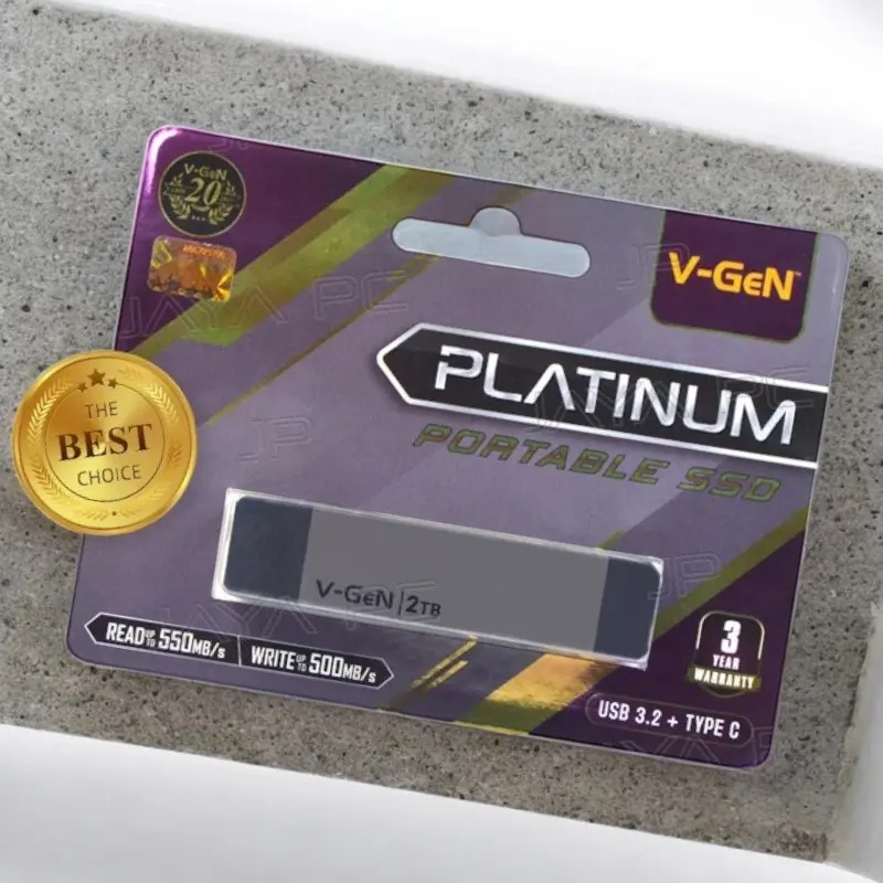V-Gen SSD Portable Platinum 2TB - VGen 2 TB USB 3.2 Type C
