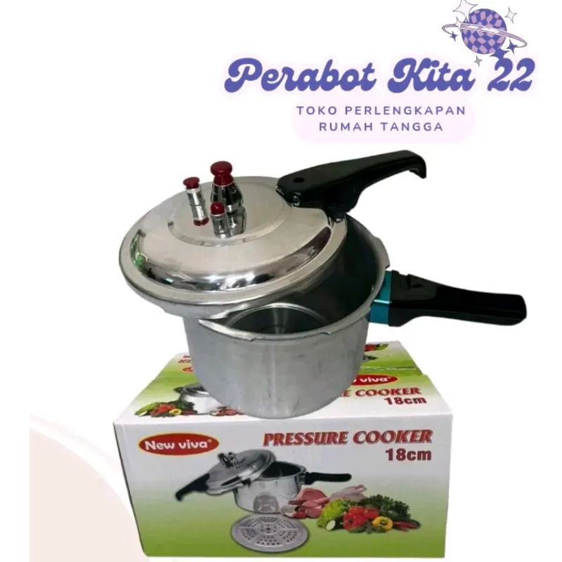 Panci Presto New Viva Pressure Cooker / 18cm / 20 cm / 24 cm / Panci Pelunak Tulang / Stainles Steel Bahan Kuat / Panci Presto New Viva 5