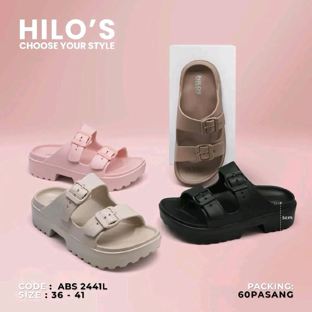 Sandal Hilo's 2441 - sandal wedges cewek dewasa - sandal selop gesper wanita terbaru - sandal selop cewek dewasa terbaru Jelly