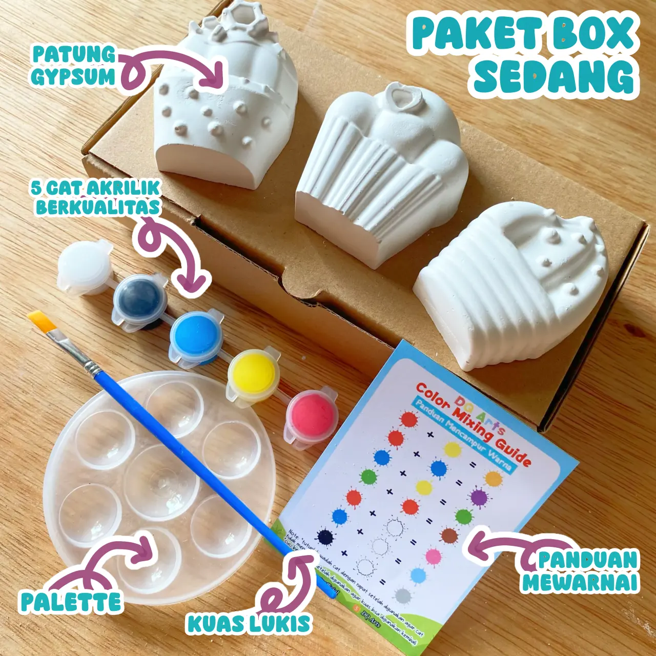 (Paket Box Sedang) Mainan Edukasi Anak Melukis Patung Gypsum | Gypsum Painting Kit Gipsum | Mainan Edukasi Mewarnai Patung Mainan Edukatif Gypsum Lukis Anak | Souvenir Ultah Anak Toys