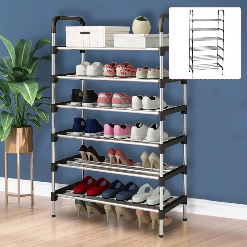 Minimalist Tiered Shoe Rack 60x30x110cm Space-Saving Floor Stand, Ventilated Metal Frame, Easy Assembly, Durable Shoe Organize 0