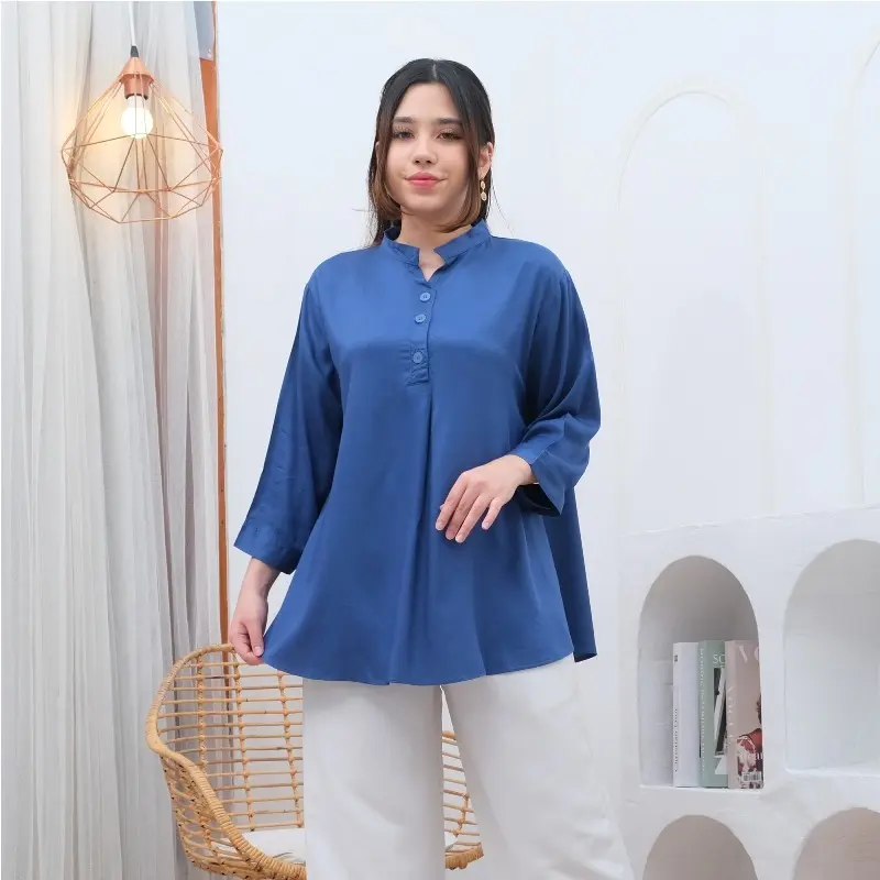 KS-22 Kemeja Atasan Wanita Shanghai Lengan 3/4 LD130 LD120 LD110 LD104 Allsize Rayon Twill Premium Blouse Baju Wanita 6