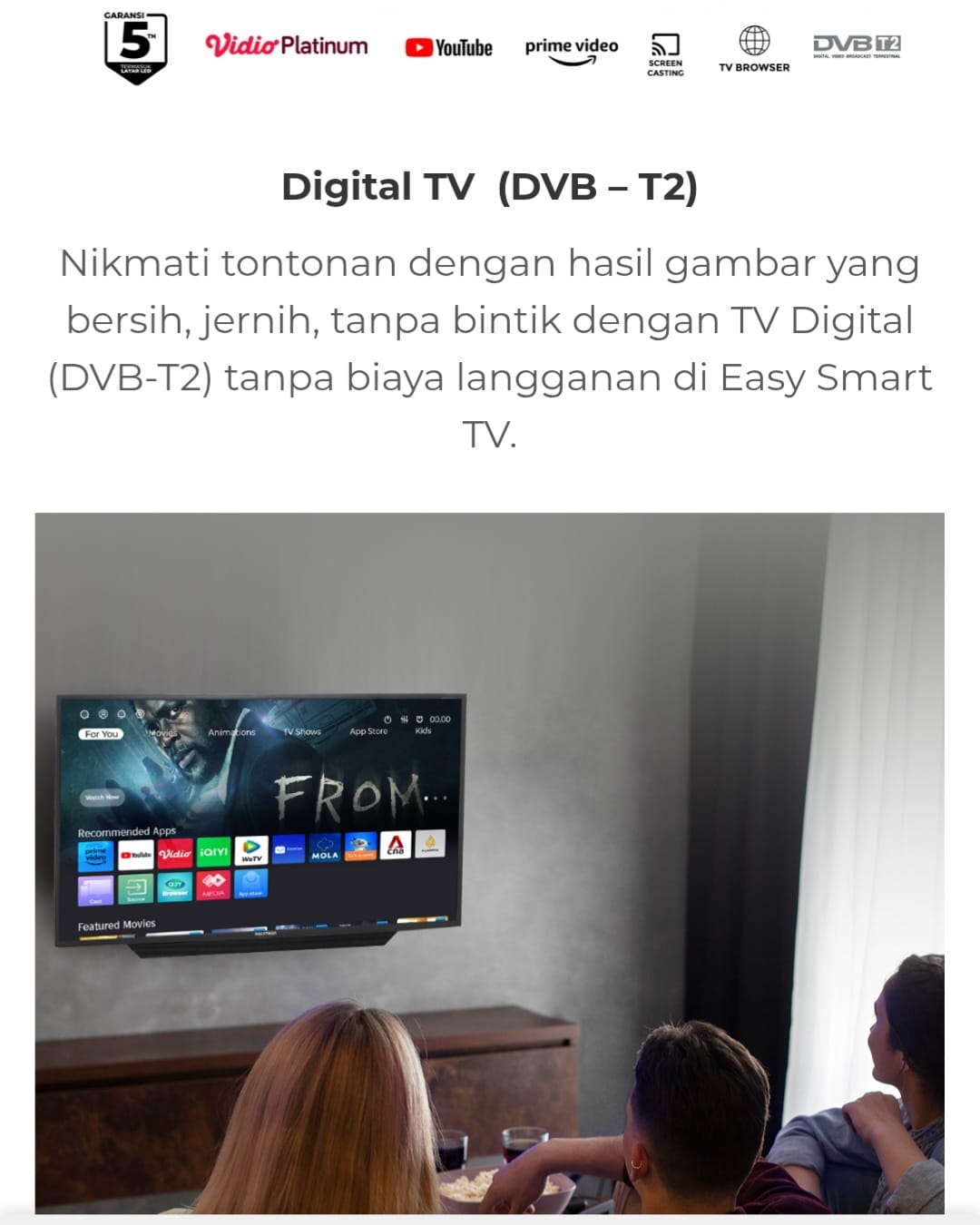 POLYTRON LED Smart TV 32 Inch PLD 32CV1869 Youtube Mola Netflix