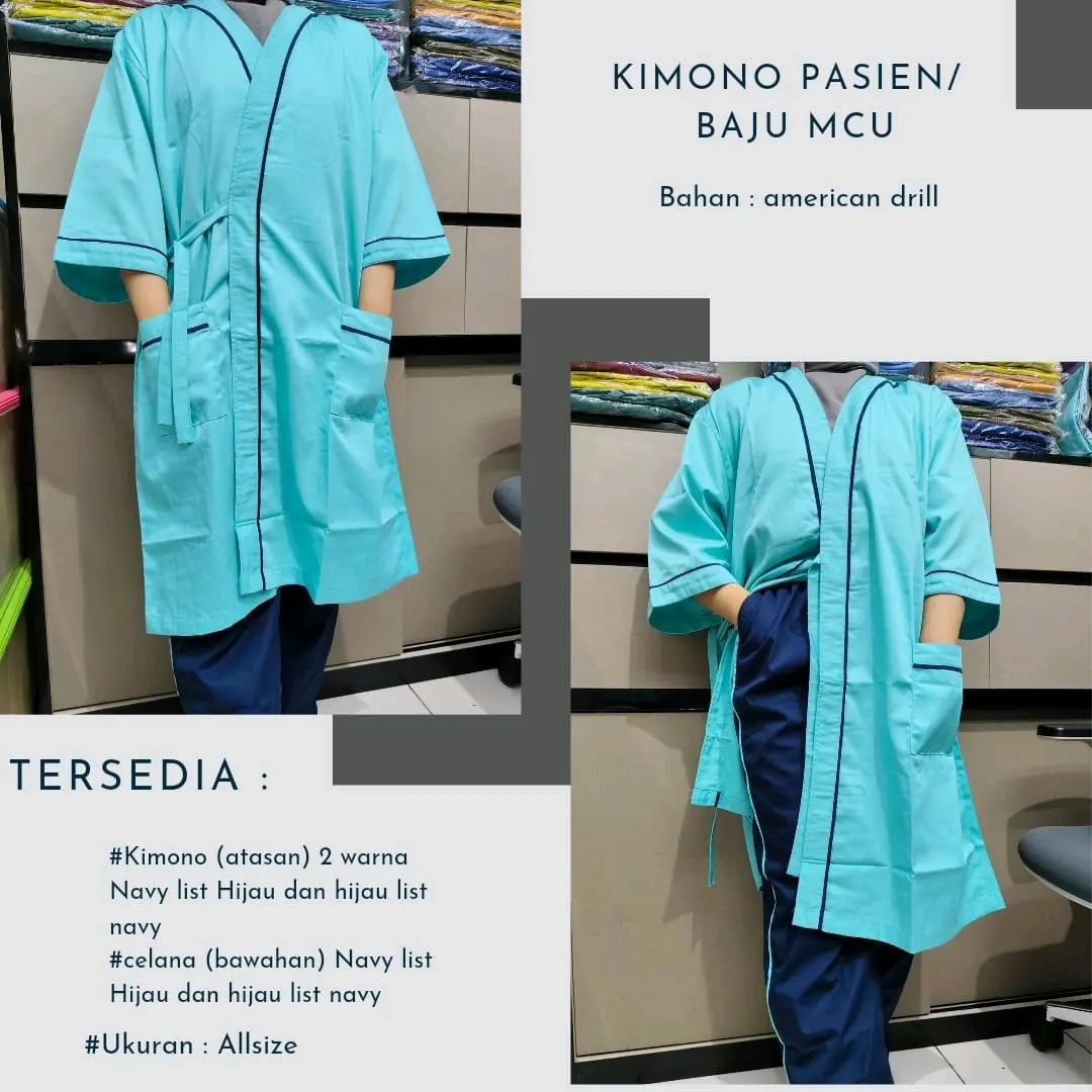 kimono pasien rumah sakit , baju pasien, baju medis, baju mcu