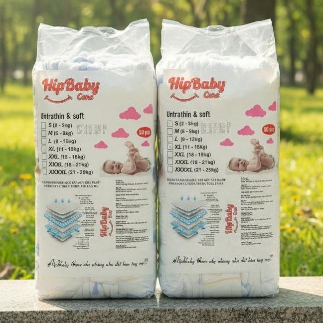 Bỉm quần /Tã dán HipBaby Combo 100 Miếng Mỏng Nhẹ, Thấm Hút Tốt, Khô Thoáng Cho Bé