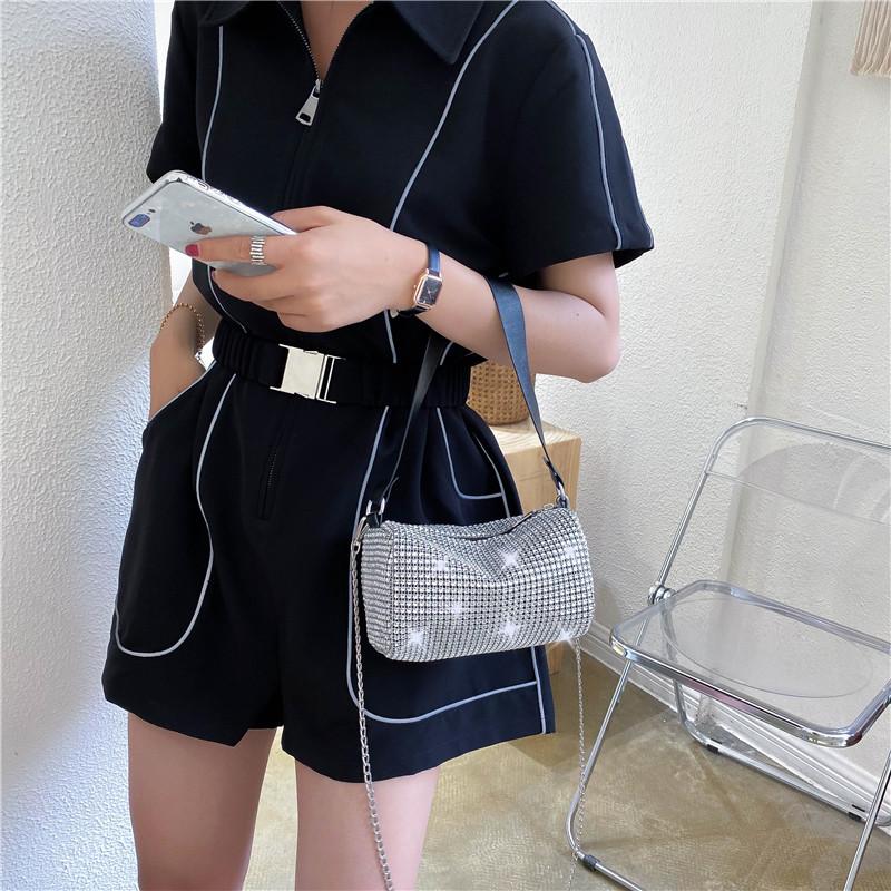 Product Introduction of Popular Makeup Bag Handheld Women's Bag Autumn/Winter New Style Bag Women's Fashion Chain Diamond Single Shoulder Crossbody Bag Women 0