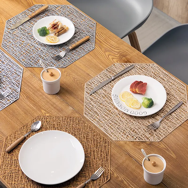 Đĩa lót bàn ăn, Hình hoa lá PVC, Chống thấm nước, Tấm lót cách nhiệt, Nhiều hình dạng có sẵn, Tùy chọn 1