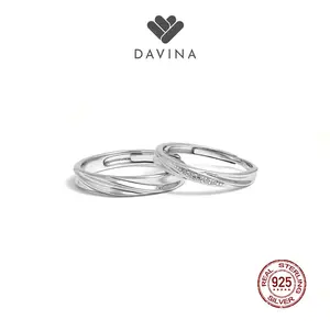 DAVINA Couple Evan Zeline Rings Sterling Silver 925 - Cincin Sepasang Perak S925 Tunangan Nikah