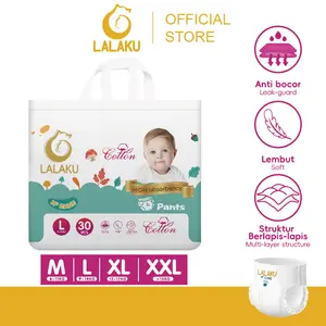 LALAKU Popok Bayi H² Care Pants - Popok Tipis Anti Bocor & Bernafas - Nyaman untuk Aktivitas Siang Hari & Tidur Malam - Popok Celana Super Serap & Indikator Urin Pintar - Size M/L/XL/XXL/XXL