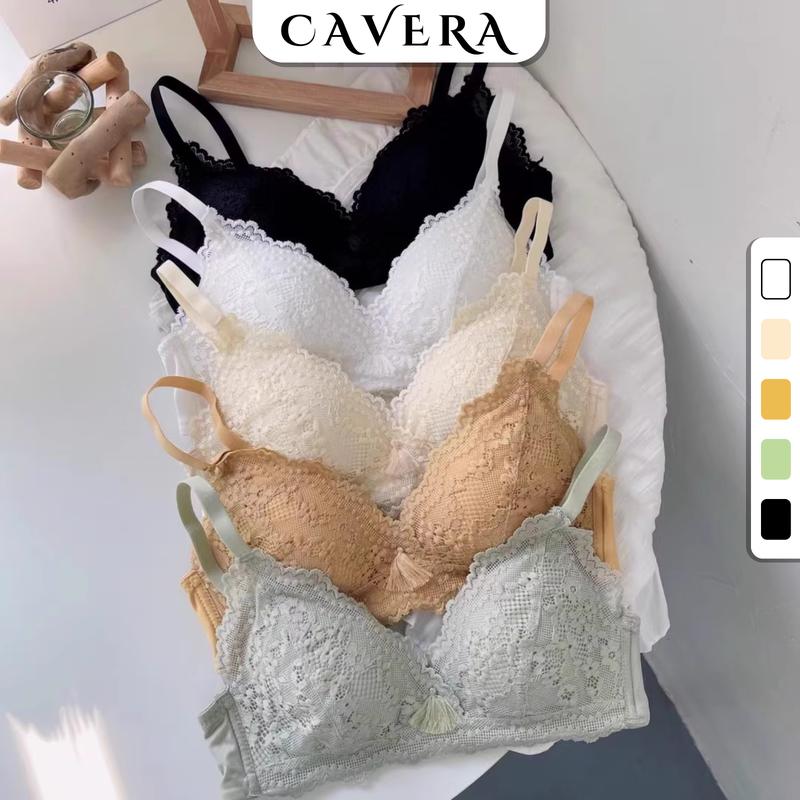 Áo ngực không gọng phối ren siu quyến rủ - Áo lót nữ nhẹ nhàng không gây bí bách khó chịu CAVERA A2004 Bra Women Nhung