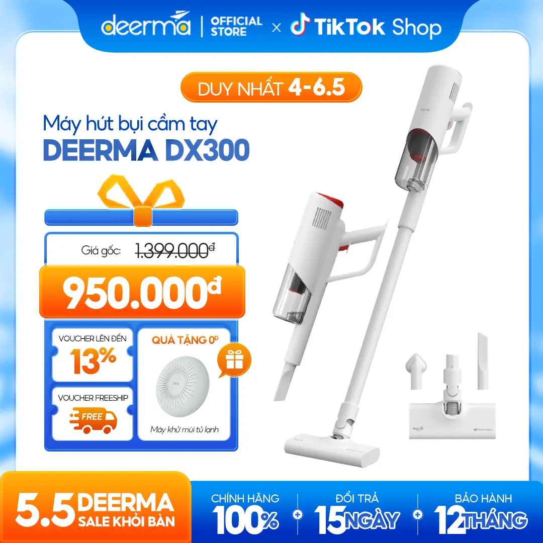 Máy hút bụi cầm tay Deerma DX300 đa năng 3in1 công suất 600W, lực hút lốc xoáy 15000pa - Bảo hành 12 tháng