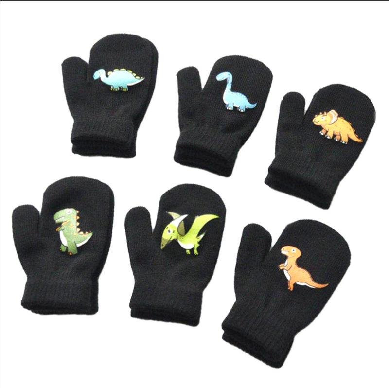 Product Introduction of New Winter Outdoor Knitted Baby Gloves For 1-3Y Children Pupil Student Cute Dinosaur Full Finger Mittens Autumn Warmer Hand 14