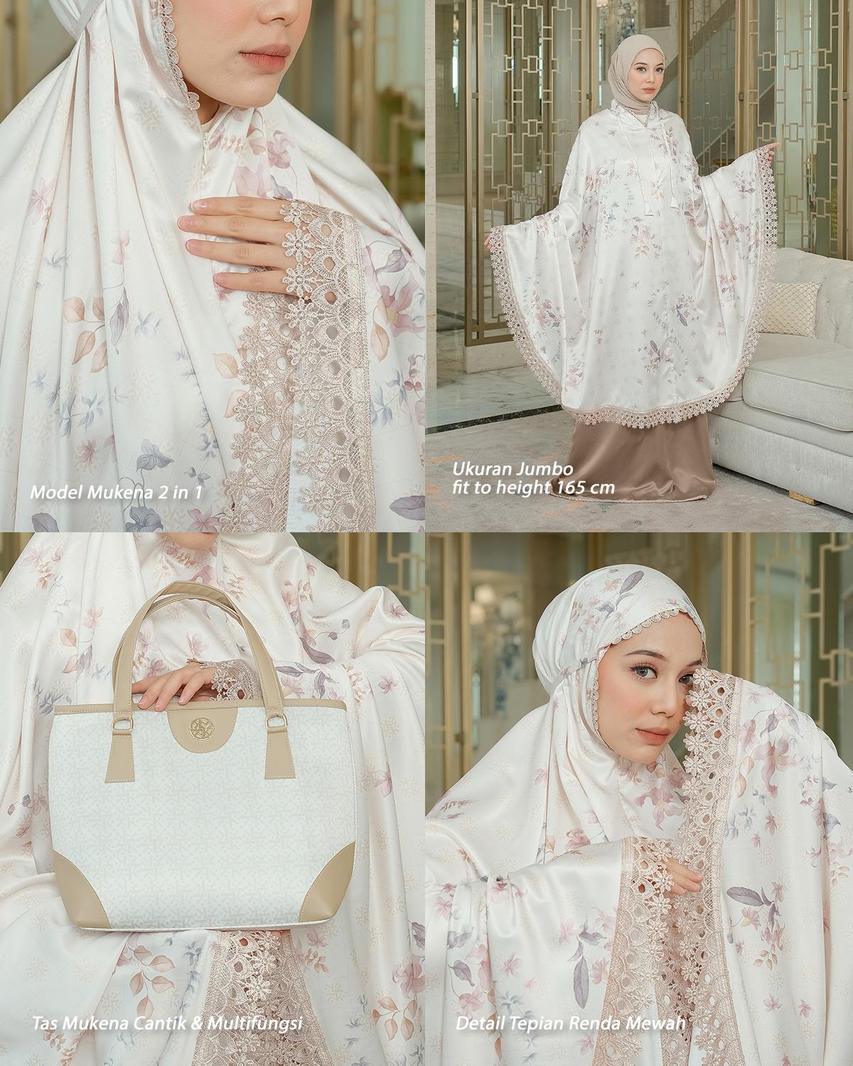 KhadijahLabel Mukena Dewasa Jumbo Premium Signature Silk Renda Mewah Cantik Terbaru Jasmine Edisi Muslim Lebaran