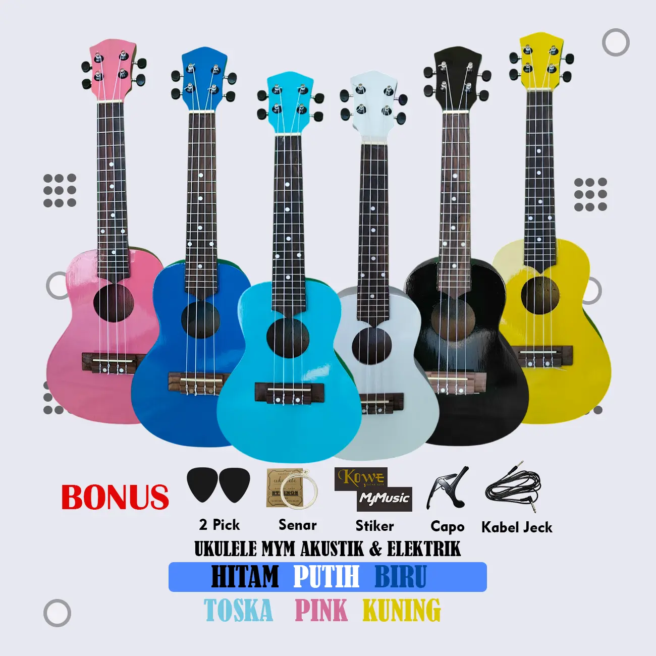 Ukulele Warna Warni MYMCA Elektrik PS 900