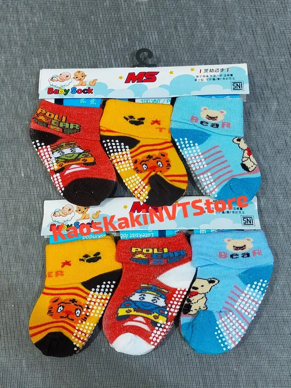 kaos kaki baby isi 3 antislip lipat cewe cowo 0