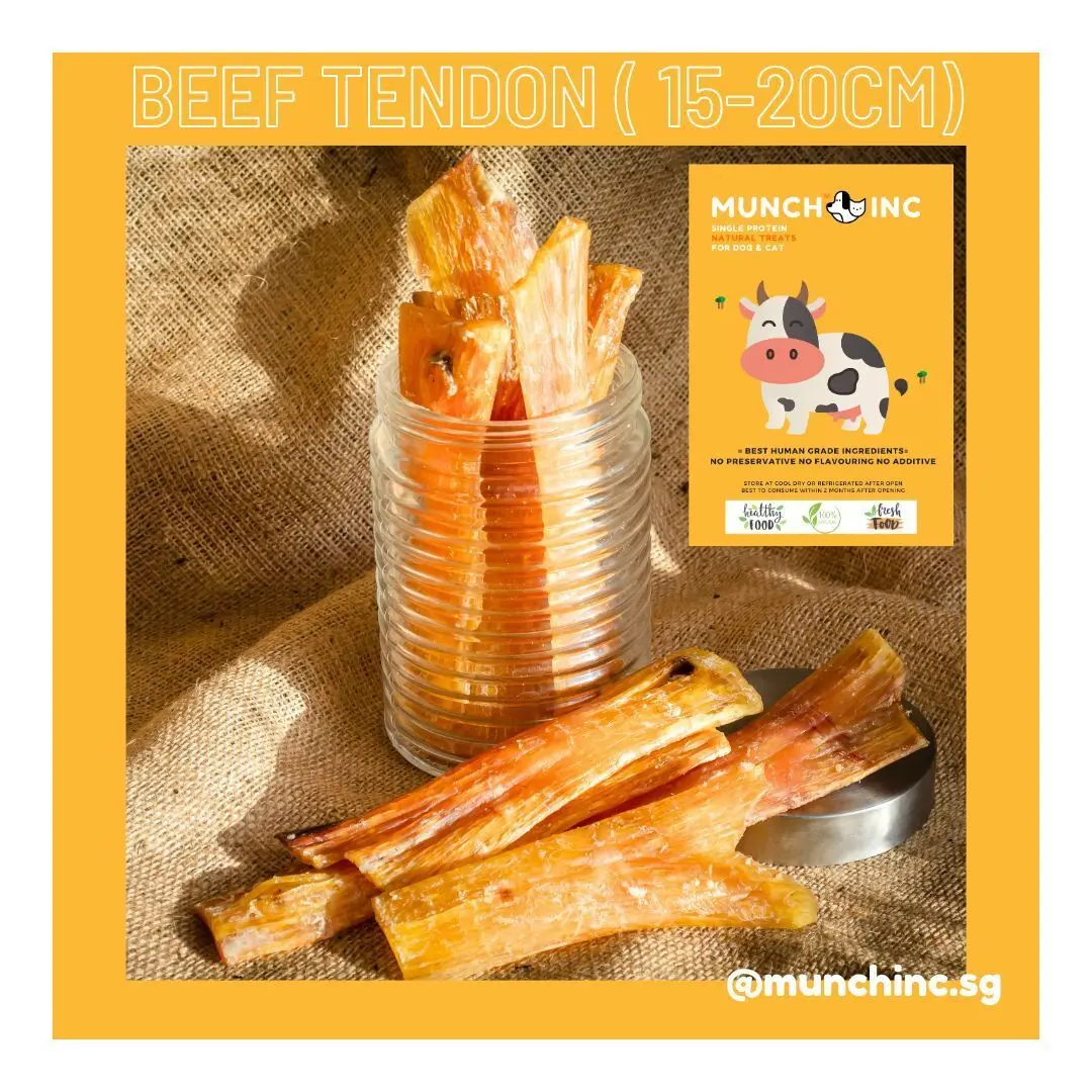 Munch Inc - BEEF TENDON CHEW - Hard Long Lasting No Odour - Air-Dried Dehydrated Pet Snacks