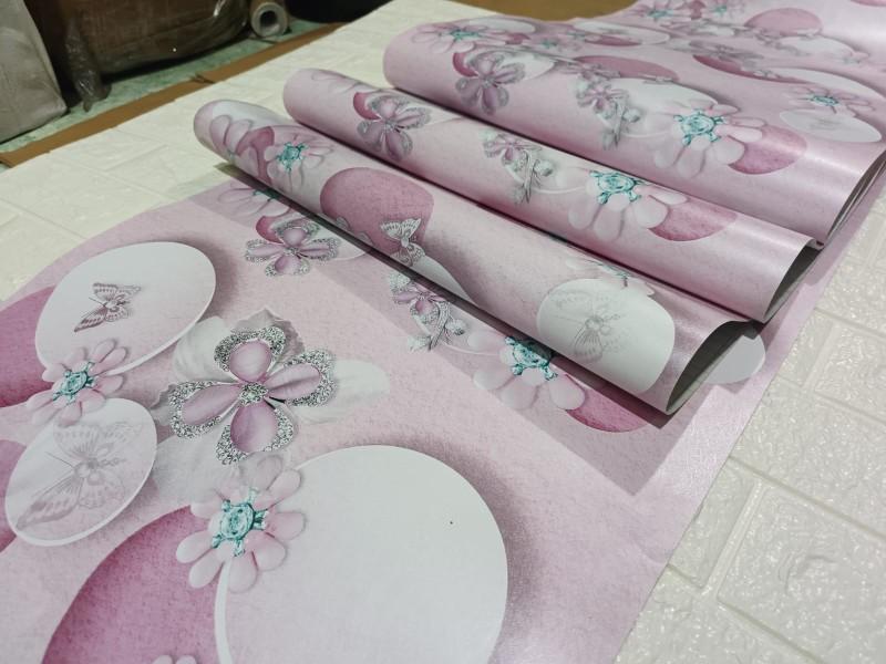 Product Introduction of Wallpaper Stiker Dinding Motif Kupu-kupu pink Mewah Elegan Kertas 2