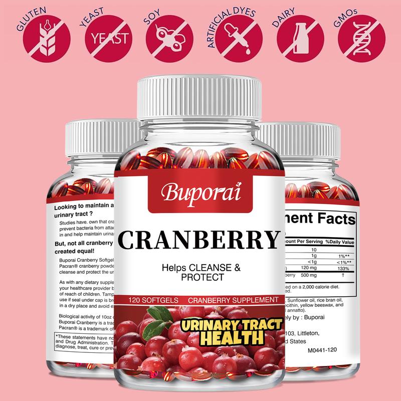 Product Introduction of Buporai - Ekstrak Cranberry 500MG dan Suplemen Softgel Cranberry - Mengandung Vitamin C - Membersihkan Saluran Kemih - Menjaga Kesehatan Sistem Kemih - Bebas Gluten - Bebas Ragi - Non-GMO 8