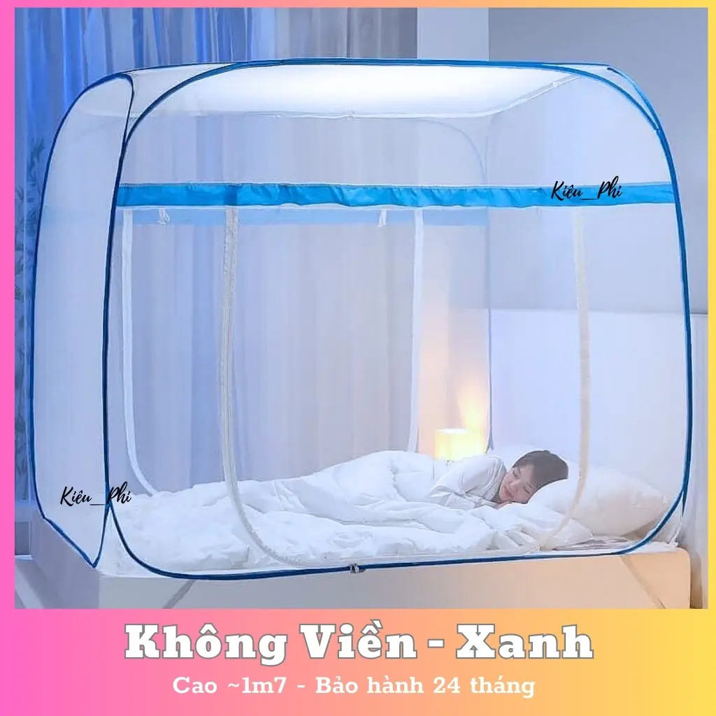 Màn mùng chụp tự bung thông minh cao cấp Kiều Phi - ngủ chống muỗi khung vuông gấp gọn tiện dụng BH 24 tháng
