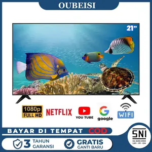 OUBEISI TV LED SMART 21/22 Inch Televisi Murah Garansi 3 Tahun Resolusi HD 1280x1024 Piksel Dengan Port HDMI & USB Sistem Hemat Energi Cerdas