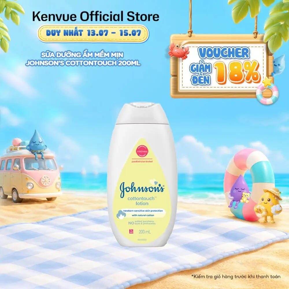 Sữa dưỡng ẩm mềm mịn Johnson's Baby Cotton Touch 200ml - Cho Bé