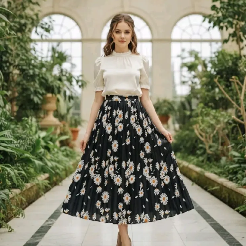 ROK PLISKET MOTIF BUNGA DAILY ROK PLISKET DAISY PREMIUM MAYUNG LIPATAN ...