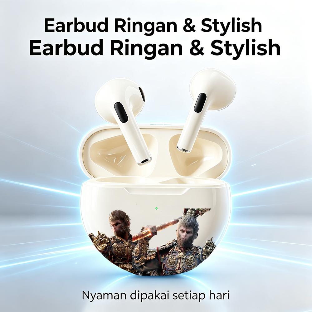 Black Myth Wukong Bluetooth TWS Earbuds Bluetooth 5.4 | Deep Bass Kuat • Baterai Tahan Lama • Panggilan Jernih • Cocok untuk Gaming, Travel, Olahraga & Panggilan Harian