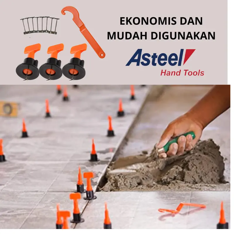 ASTEEL Alat pasang perata keramik granit lantai dinding lengkap tile leveling spacer nut nat pin 1mm prata kramik granite ekonomi bisa di pakai berulang 4