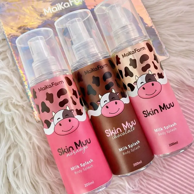 Body Splash Kit Milk Splash - Tradicional, Morango e Chocolate - 3 Body Splash Maika Farm