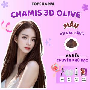 Nhuộm tóc phủ bạc Nâu Sáng A11 Chamis 3D có thành phần siêu dưỡng từ olive 30 tone màu Khôngn Cần Tẩy giúp tóc Mềm Mượt 200ml (Kèm oxy, bao tay, lược).