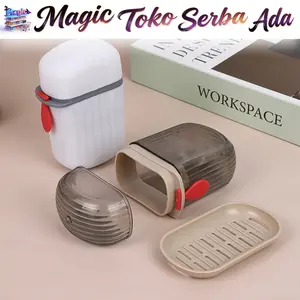 Magic Toko Serba Ada Kotak Penyimpanan Sabun Batang Portabel H1067 Tahan Air Wadah Sabun Travel Anti Bocor Bahan Plastik Berkualitas Ukuran 11x6x4 cm