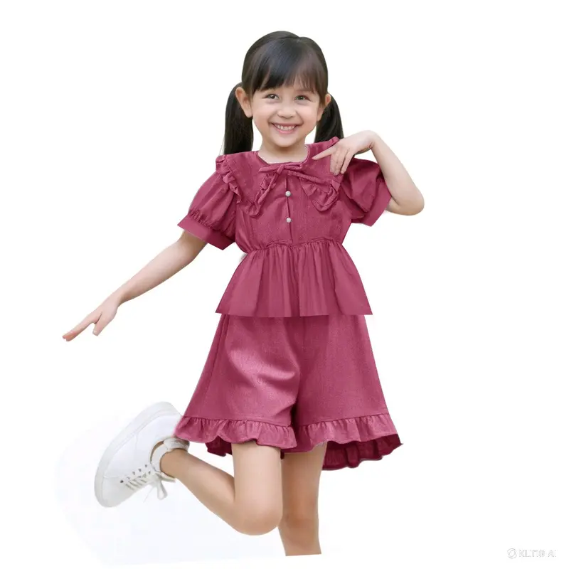 (Laura kids 24)fashion Setelan set Cheryl Anak Perempuan,bahan katun  linen cringkle premium.bahan sesuai yang tertulis. 6