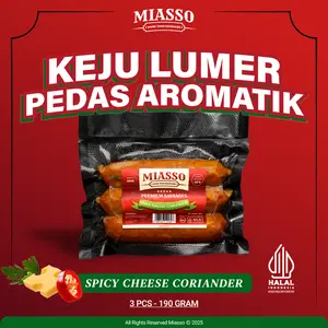 MIASSO Spicy Cheese Coriander Premium Sausages Sosis Halal Keju Pedas Frozen Food Daun Ketumbar Makanan Instan Daging Sapi