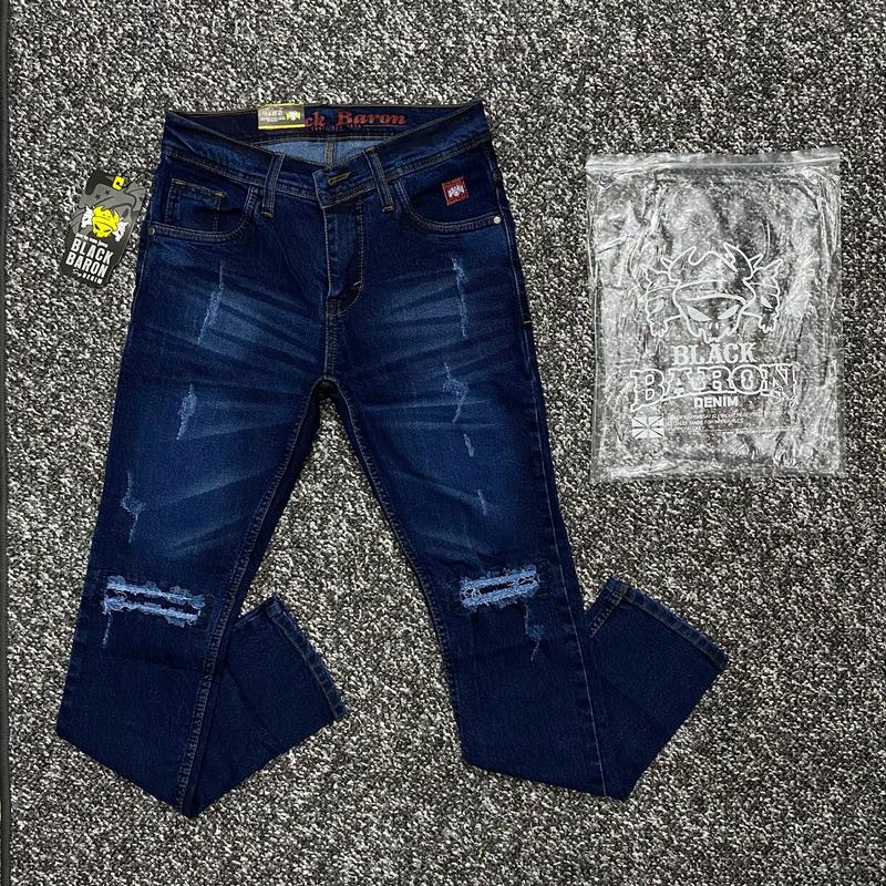Celana jeans panjang sobek pria BLACK BARON slimfit 28-33 Keren Nyaman 0