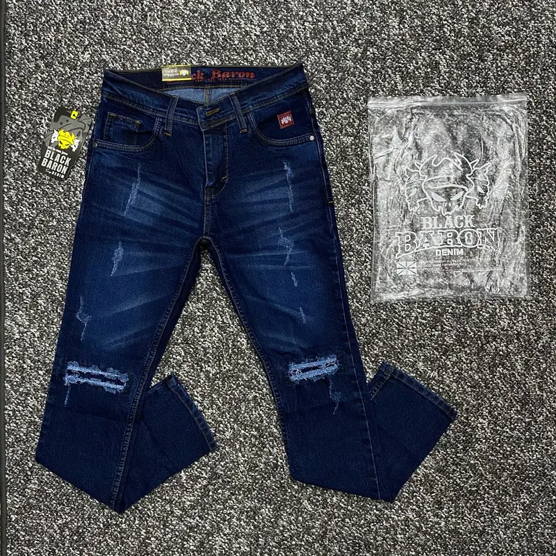 Celana jeans panjang sobek pria BLACK BARON slimfit 28-33 Keren Nyaman 0