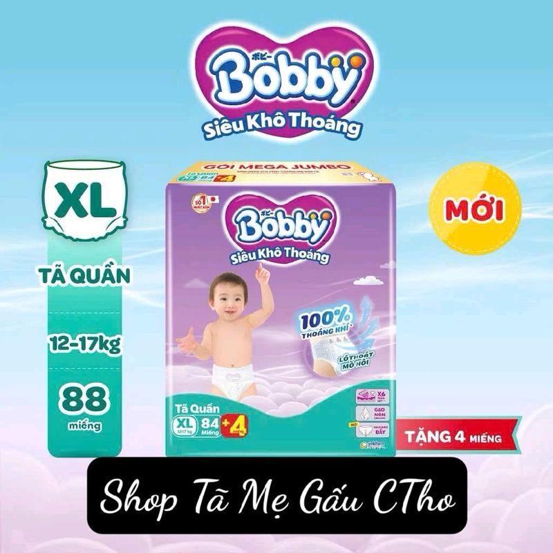 Tã Quần Bobby XL84+4 ( 88 miếng ) Em bé Bé gái Bé trai Trẻ sơ sinh Trẻ sơ sinh Trẻ mới tập đi Women tả  lót Cho Bé tã  dán