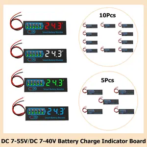 10/5/1Pcs DC 7-55V Universal Battery Charge Indicator Panel LED Indicator Acid Battery Lithium Battery Voltage Charge Indicator - DC 7-55V W