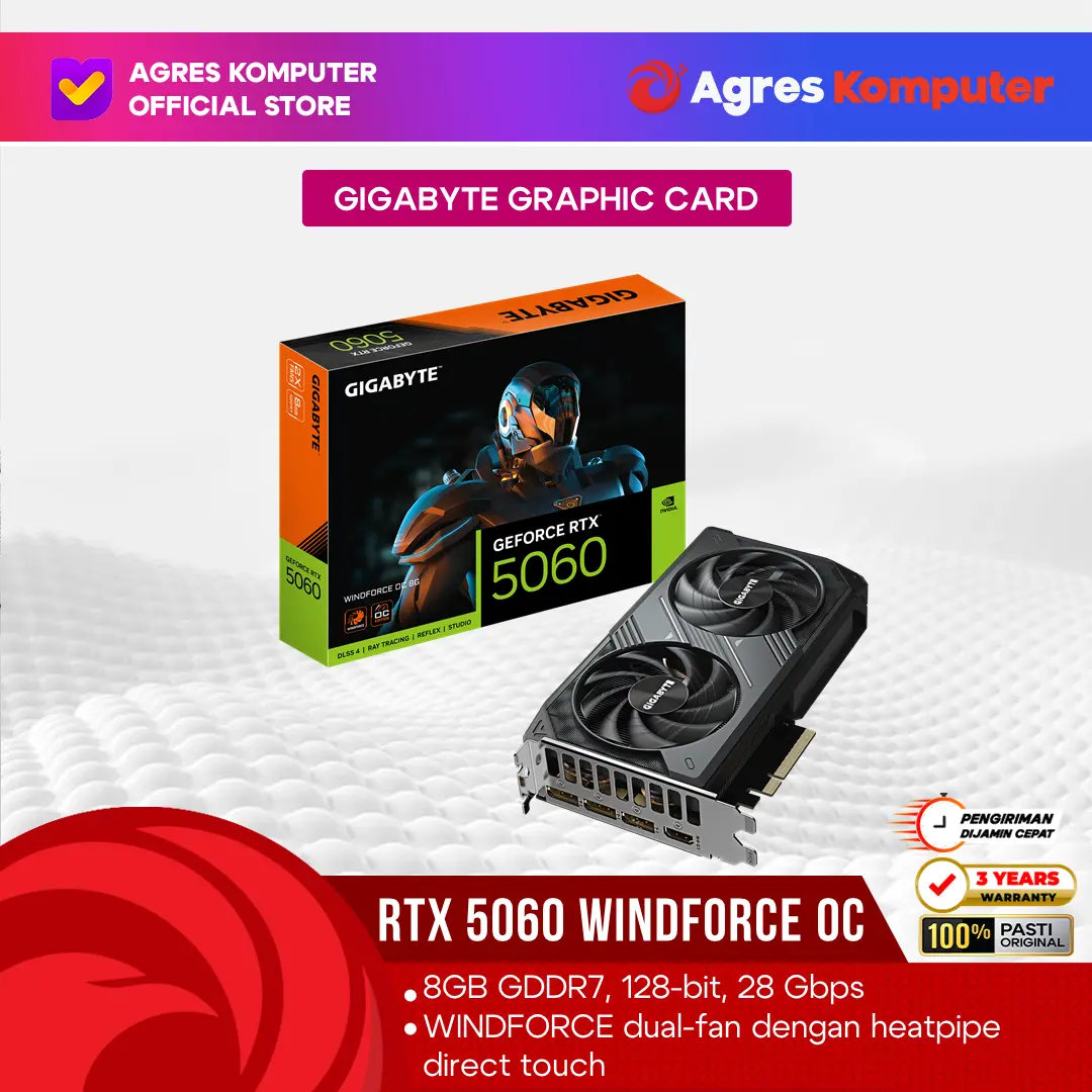 GIGABYTE VGA NVIDIA GEFORCE RTX 5060 WINDFORCE 8GB GDDR7 OC 3Y