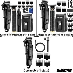 WEEME Set de cortapelos para hombre de 1 pieza/3 piezas/4 piezas, Rasuradora eléctrica, Recortador de vello nasal y barba, Esencial para el cuidado en casa, Portátil para viajes, Regalo perfecto
