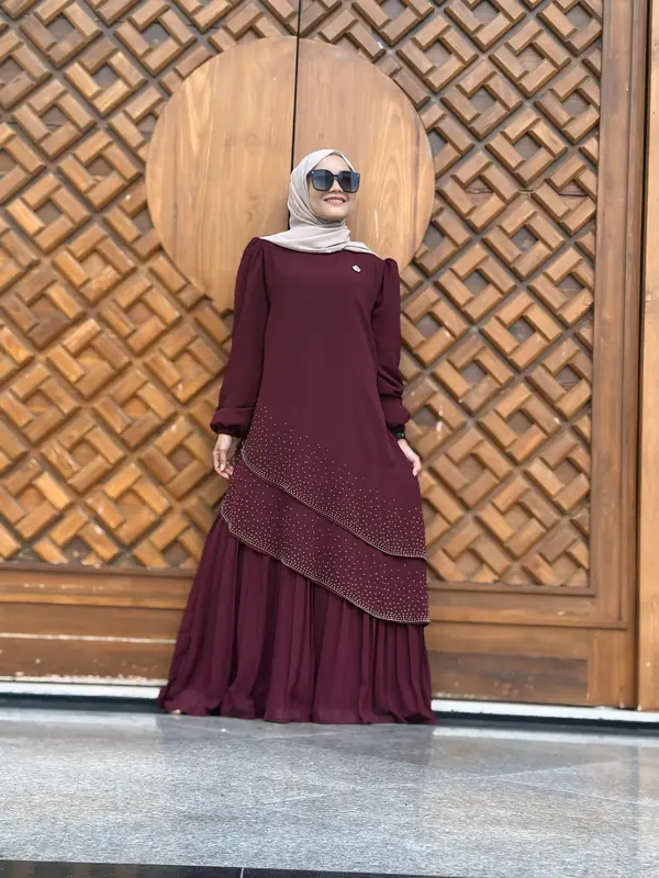 Gamis Malaysia Inara Nella`s Style Ceruty Babydoll Premium mix Payet BY Alika Hijab Fashion 0
