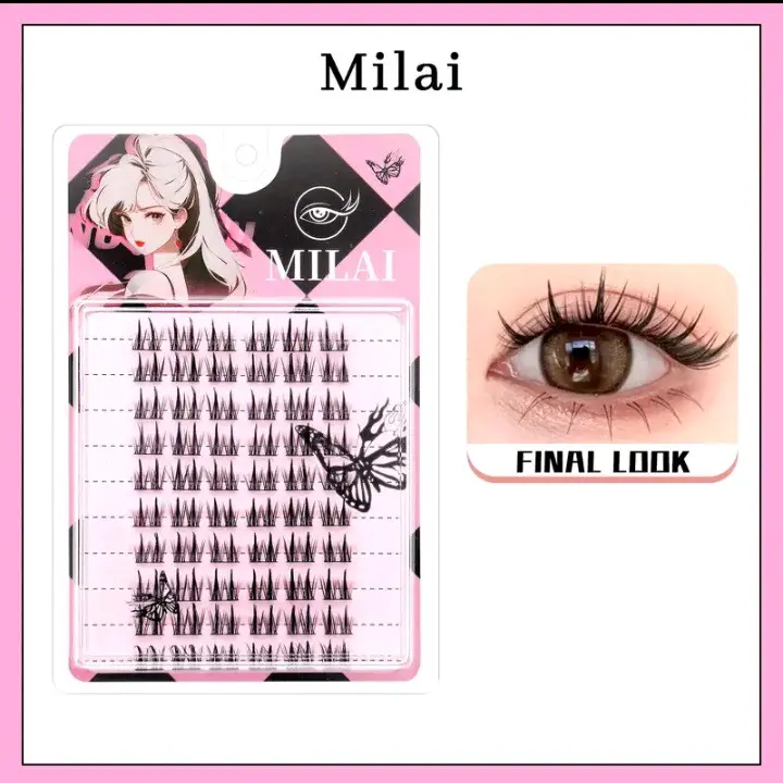 MILAI B09 BULU MATA PALSU KOREAN LOOK EYELASH EXTENSION FAKE LASHES-FREE PINSET DAN LEM