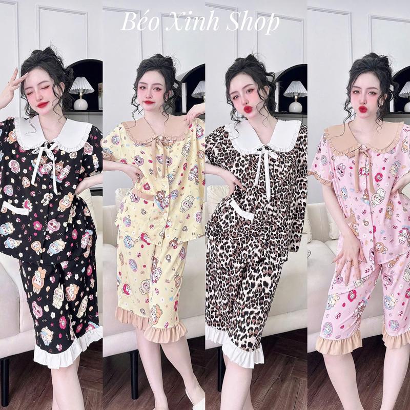Đồ Bộ - Đồ Ngủ Lửng Pijama Bigsize 50-100kg Vải Lụa Nhật Mềm Mịn Mát Nữ Áo Ngủ Women Quần Ngủ - A.5201