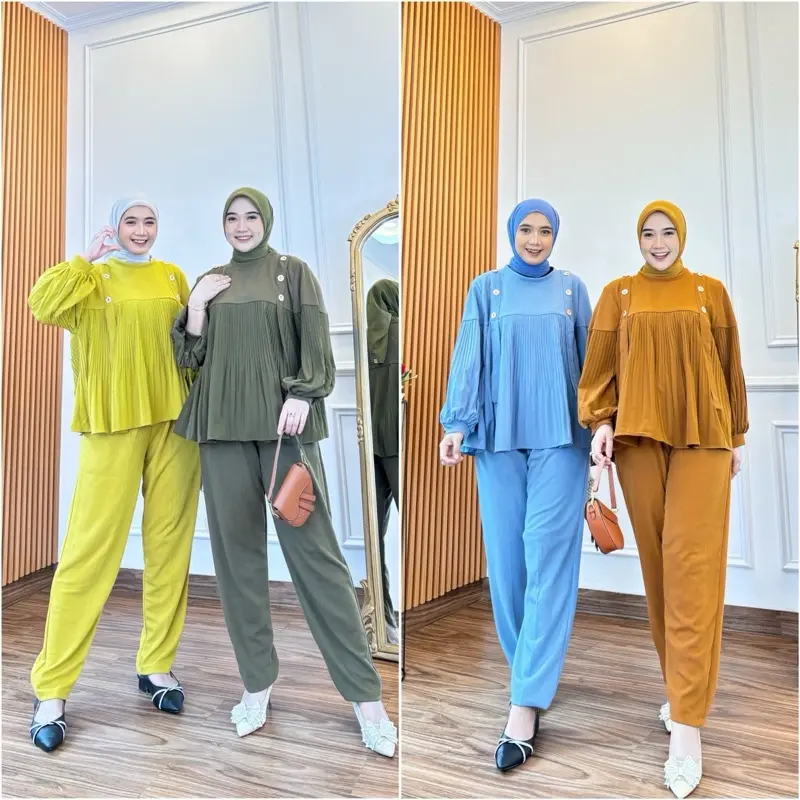 Set Knit Kombi Bordir Setelan Baju Wanita