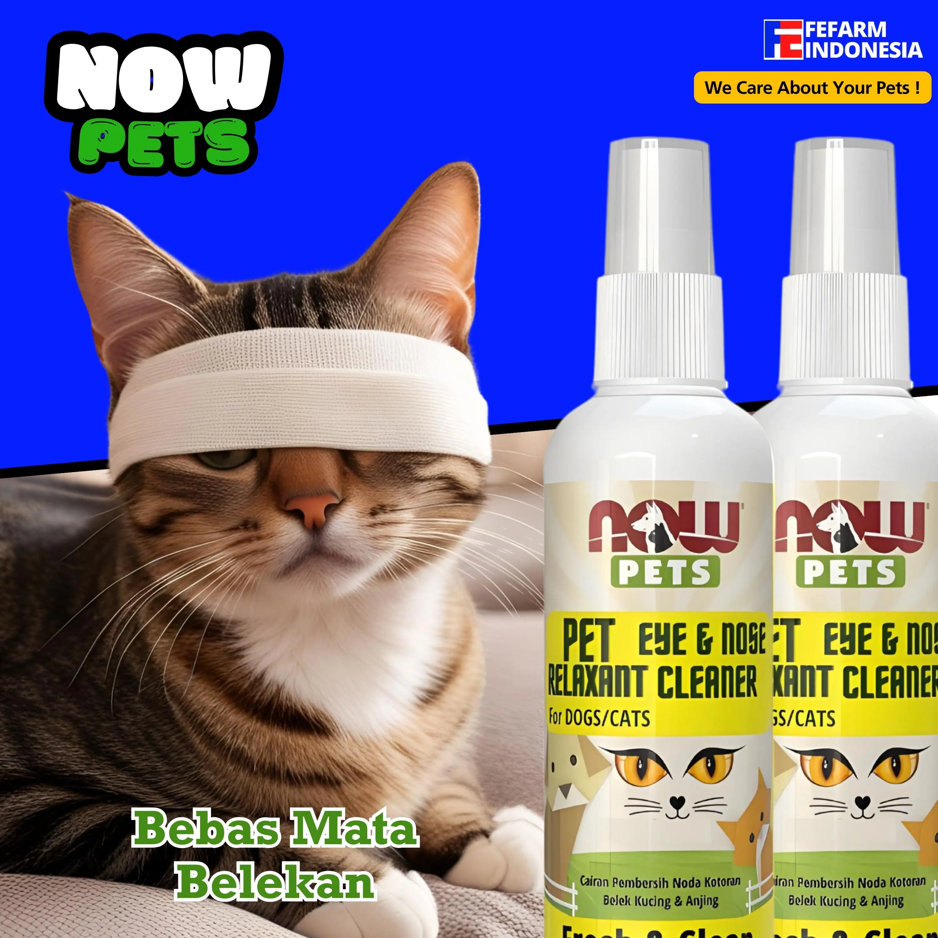 Pembersih Mata Hidung Telinga Luka Kucing Anjing Now Pet Spray Cairan Pembersih Noda Kotoran Belek Anabul Kelinci Pet Tear FEFARM