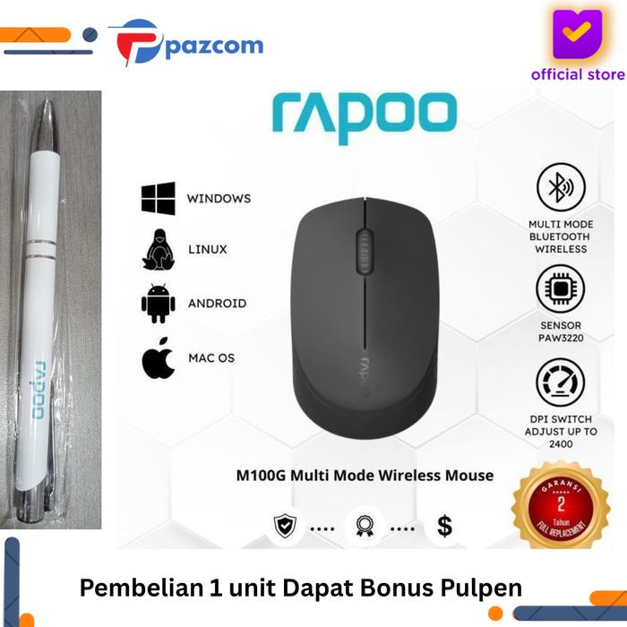 Gambar Mouse Wireless RAPOO M100G Silent Wireless Optical Mouse With 1300 DPI dari Pazcom Kota Administrasi Jakarta Pusat Tokopedia