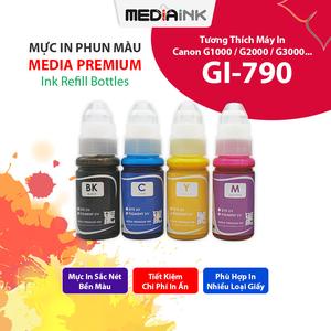 Mực In Phun Màu Canon GI-790 4 Màu Mực In Media Premium Tương Thích Cho Máy In Canon G1000/G1010/G2000/G2010/G3000/G4000