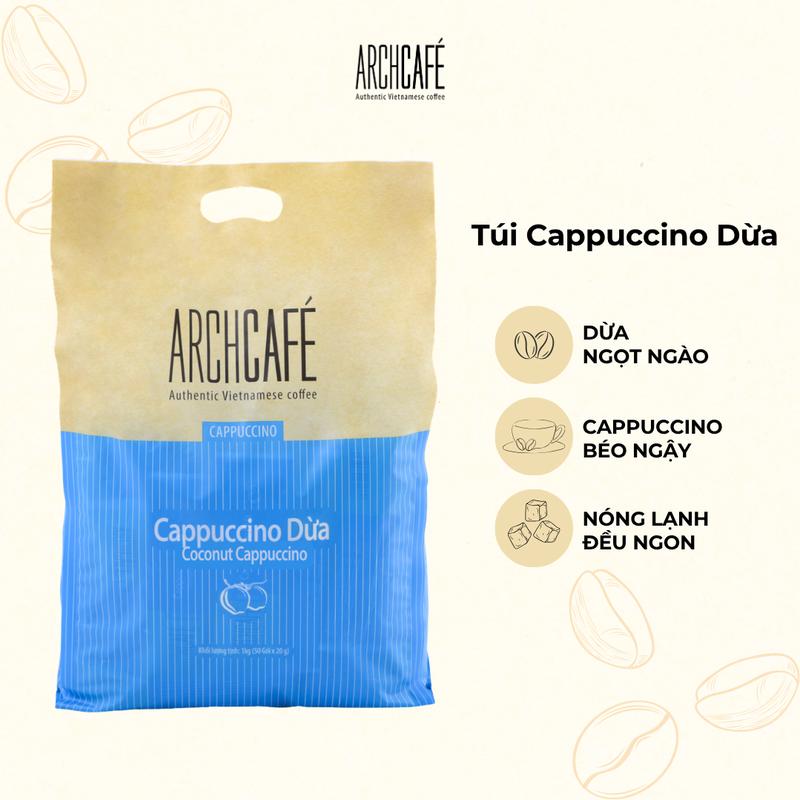 Túi Cappucino Dừa Archcafe - Coconut Cappuccino Bag - Coffee, Cà phê (50 gói x 20g)