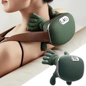 Masajeador multifuncional realista de mano con cinco dedos para hombros y cuello, masaje eléctrico, diseño inalámbrico portátil, carga por USB, regalo de Navidad