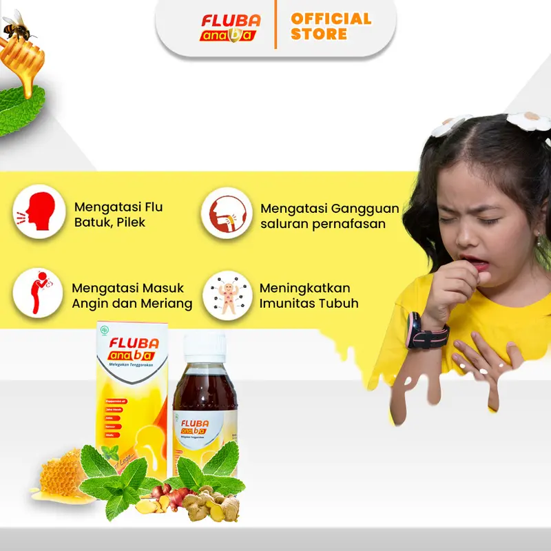 Fluba Anaba Madu Herbal Melegakan Tenggorokan 5 Botol Free Goodie Bag - 130ml Honey Syrup 3