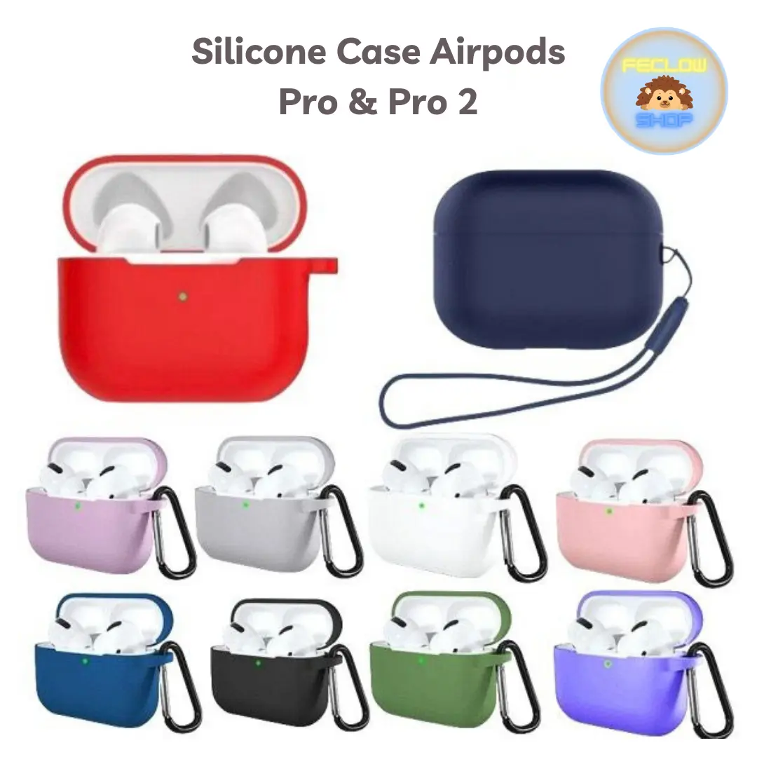 Case Airpods Basic Plain Free Hook Pro Pro 2 Free Hook Case Airpods Polos Case Airpods Pro/ Pelindung Airpods Pro 2 Silikon Warna Hitam Putih Kuning Pink